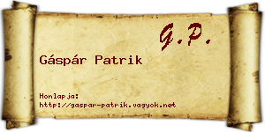 Gáspár Patrik névjegykártya